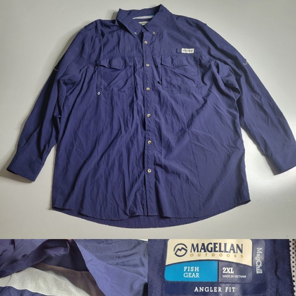 NEW 2XL MAGELLAN OUTDOORS FISH GEAR ANGLER FIT PFG CHILL LONG SLEEVE SHIRT XXL